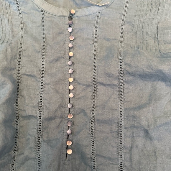 Free People High Swells Peasant Balloon Sleeve 100% Linen Top - Picture 3 of 6